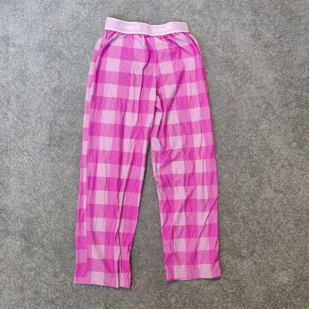 Hurley Girls Pajama Bottom Size 7 / 8 Pink Plaid Sleepwear Barbiecore Comfy